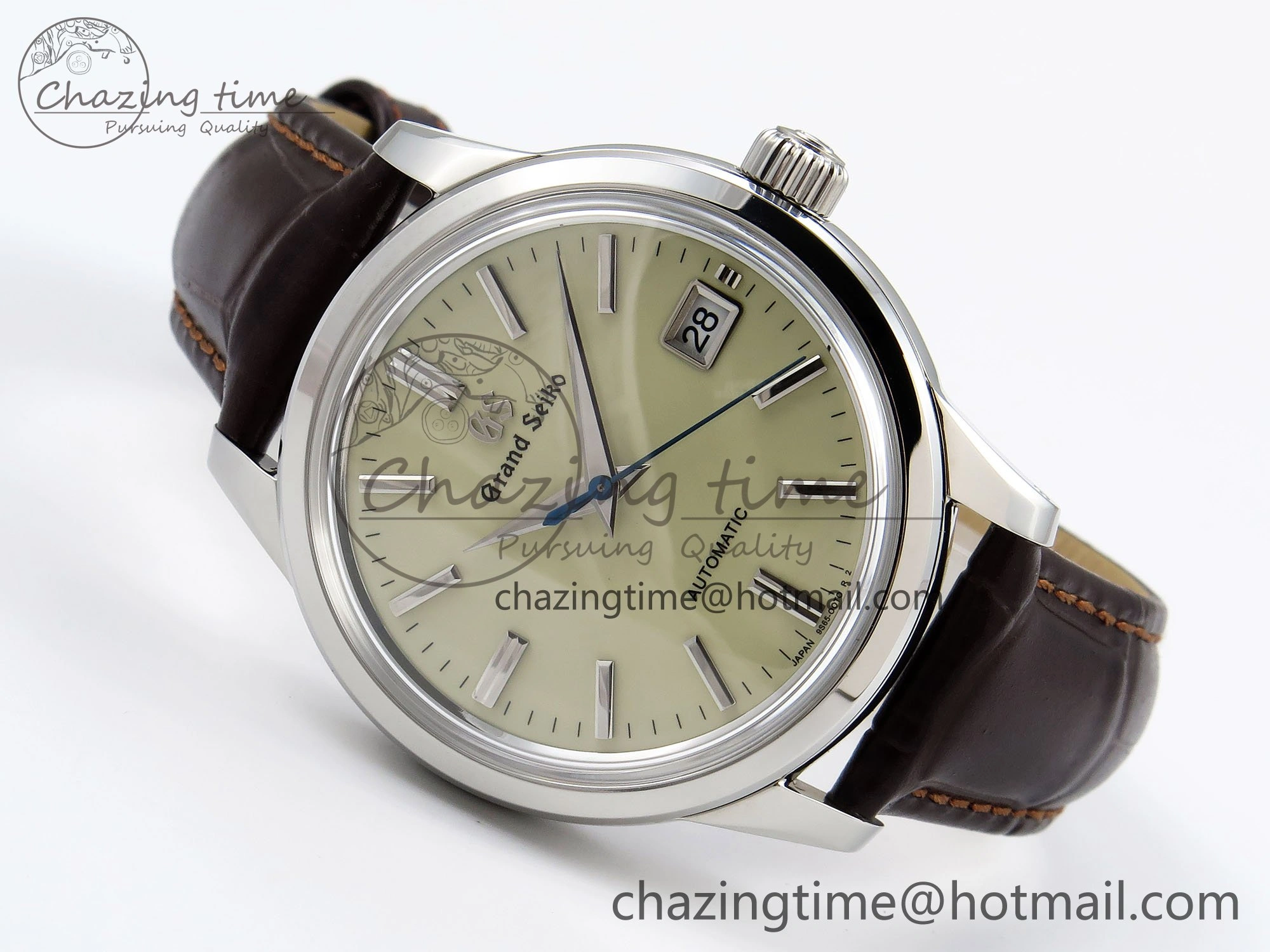 Grand Seiko Elegance Automatic SS GSF 1:1 Best Edition Cream Dial on Brown Leather Strap NH34
