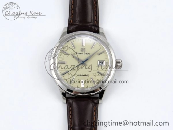 Grand Seiko Elegance Automatic SS GSF 1:1 Best Edition Cream Dial on Brown Leather Strap NH34