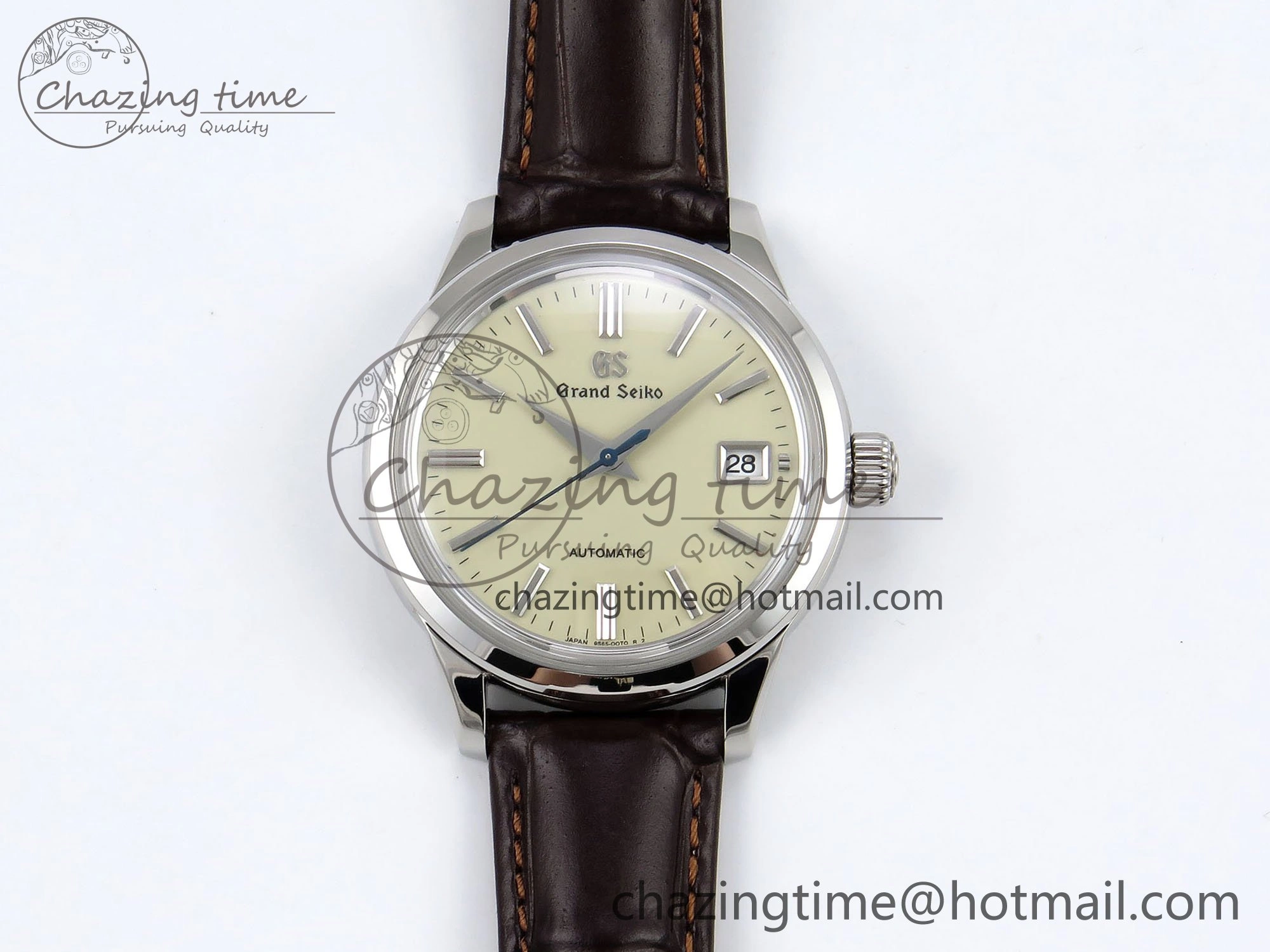 Grand Seiko Elegance Automatic SS GSF 1:1 Best Edition Cream Dial on Brown Leather Strap NH34