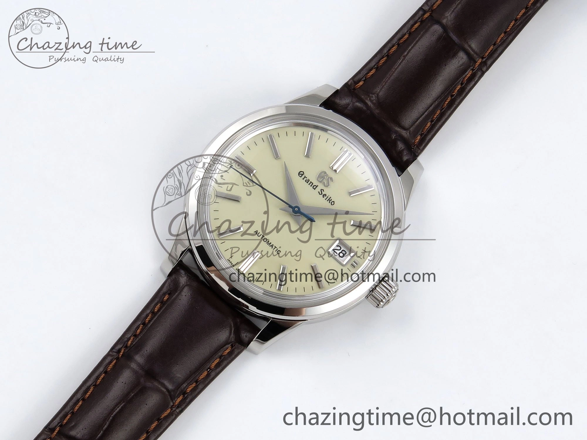 Grand Seiko Elegance Automatic SS GSF 1:1 Best Edition Cream Dial on Brown Leather Strap NH34