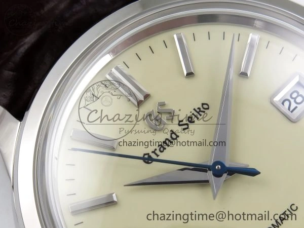Grand Seiko Elegance Automatic SS GSF 1:1 Best Edition Cream Dial on Brown Leather Strap NH34
