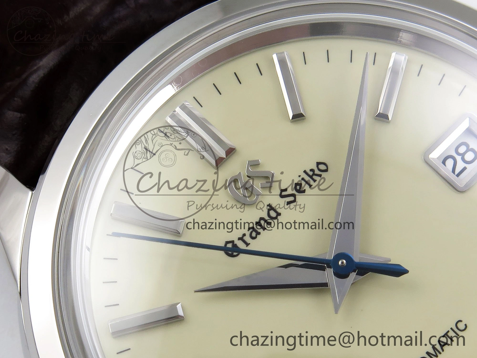 Grand Seiko Elegance Automatic SS GSF 1:1 Best Edition Cream Dial on Brown Leather Strap NH34