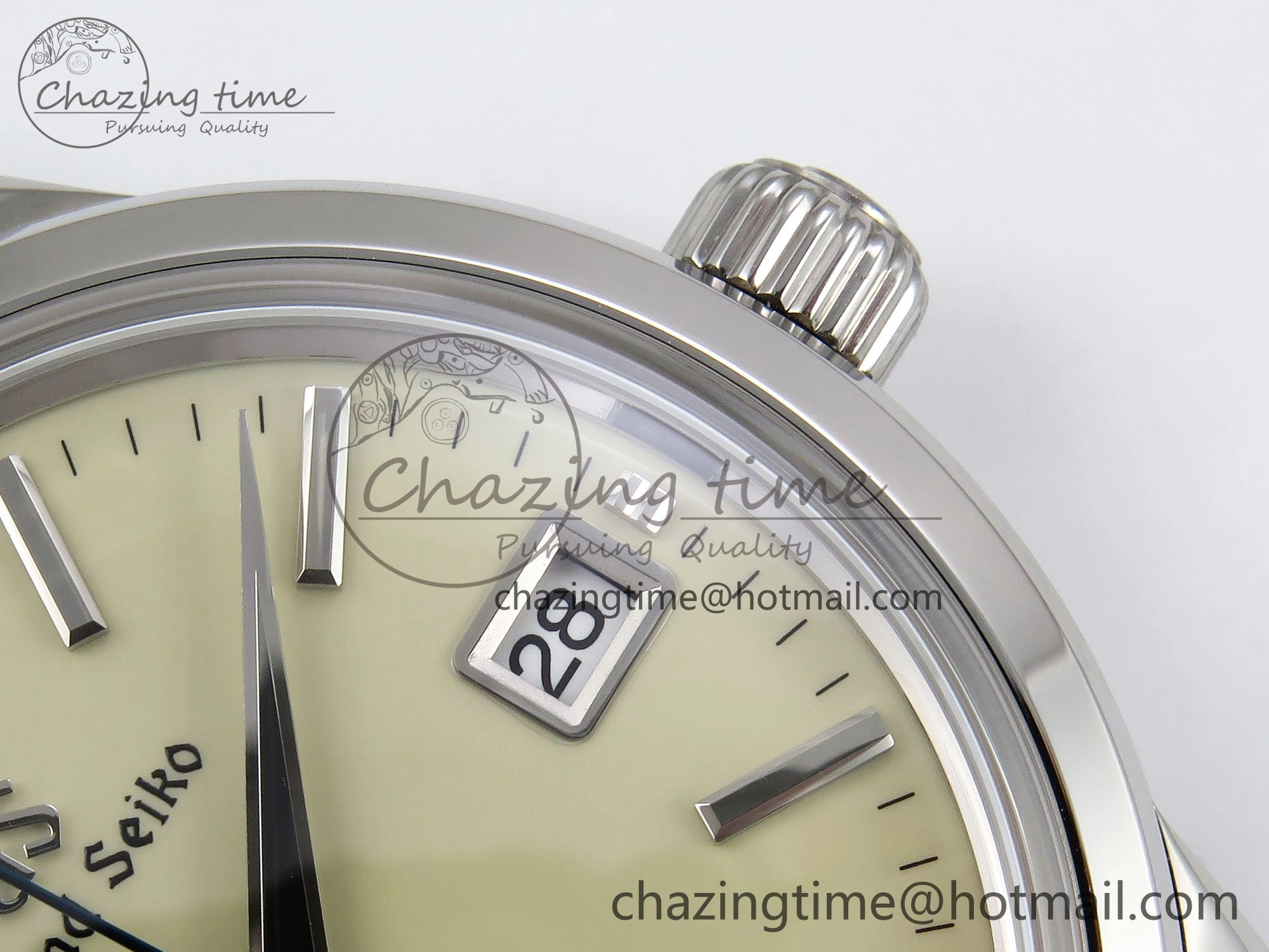 Grand Seiko Elegance Automatic SS GSF 1:1 Best Edition Cream Dial on Brown Leather Strap NH34