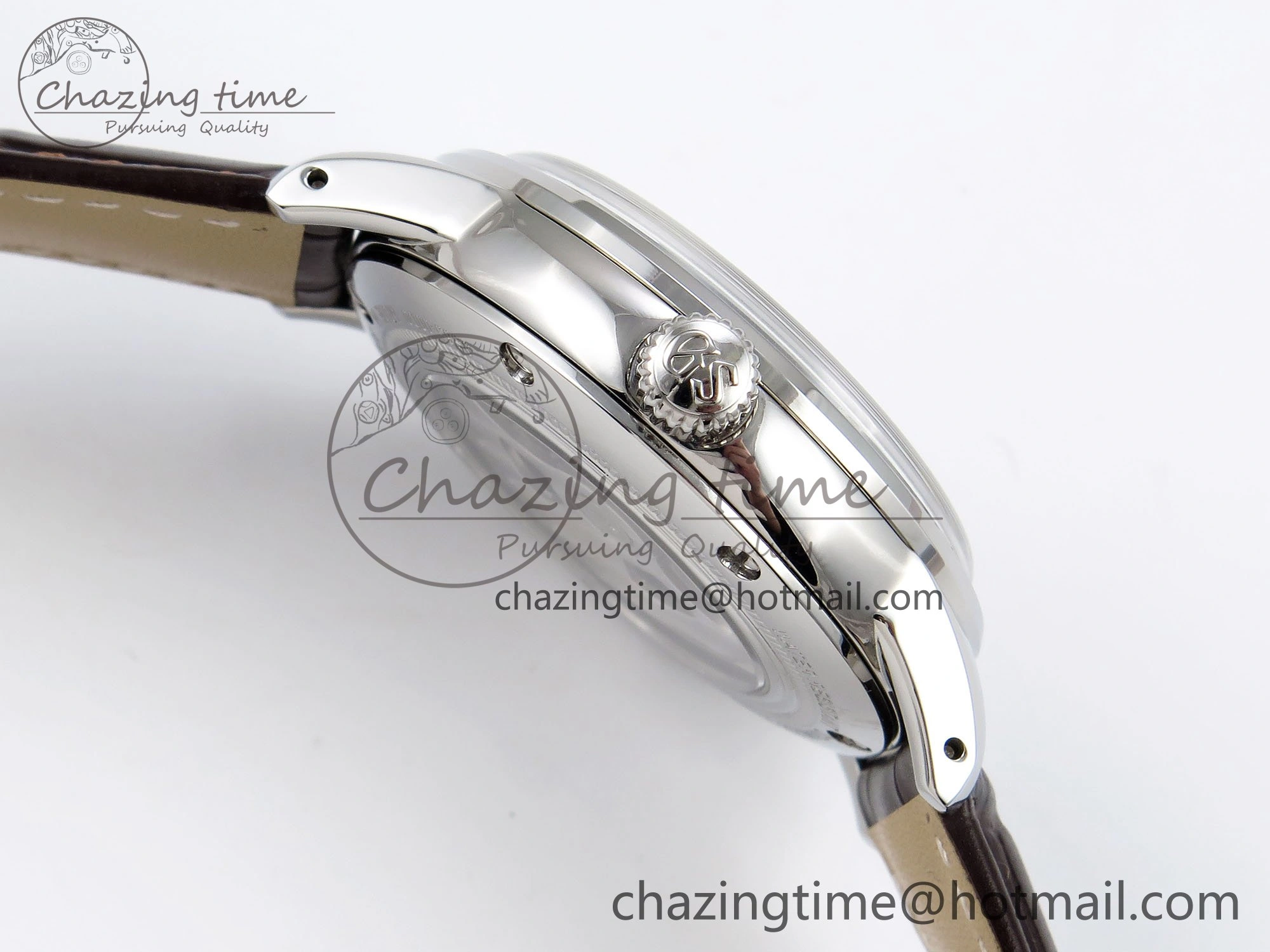 Grand Seiko Elegance Automatic SS GSF 1:1 Best Edition Cream Dial on Brown Leather Strap NH34