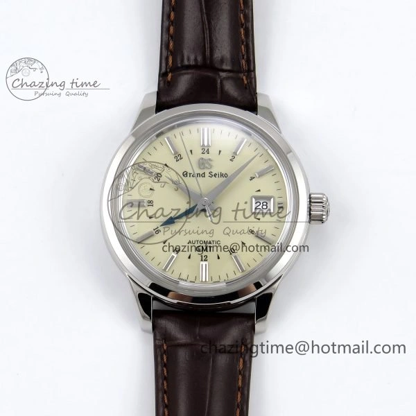 Grand Seiko Elegance Automatic SS GSF 1:1 Best Edition Cream Dial on Brown Leather Strap NH34