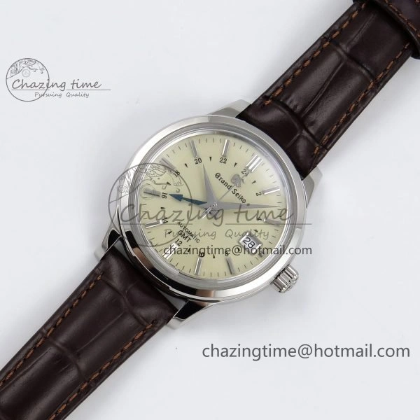 Grand Seiko Elegance Automatic SS GSF 1:1 Best Edition Cream Dial on Brown Leather Strap NH34