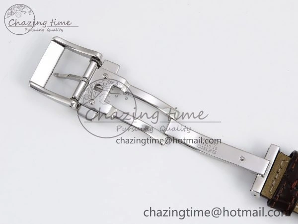 Grand Seiko Elegance GMT SS GSF 1:1 Best Edition Cream Dial on Brown Leather Strap NH34