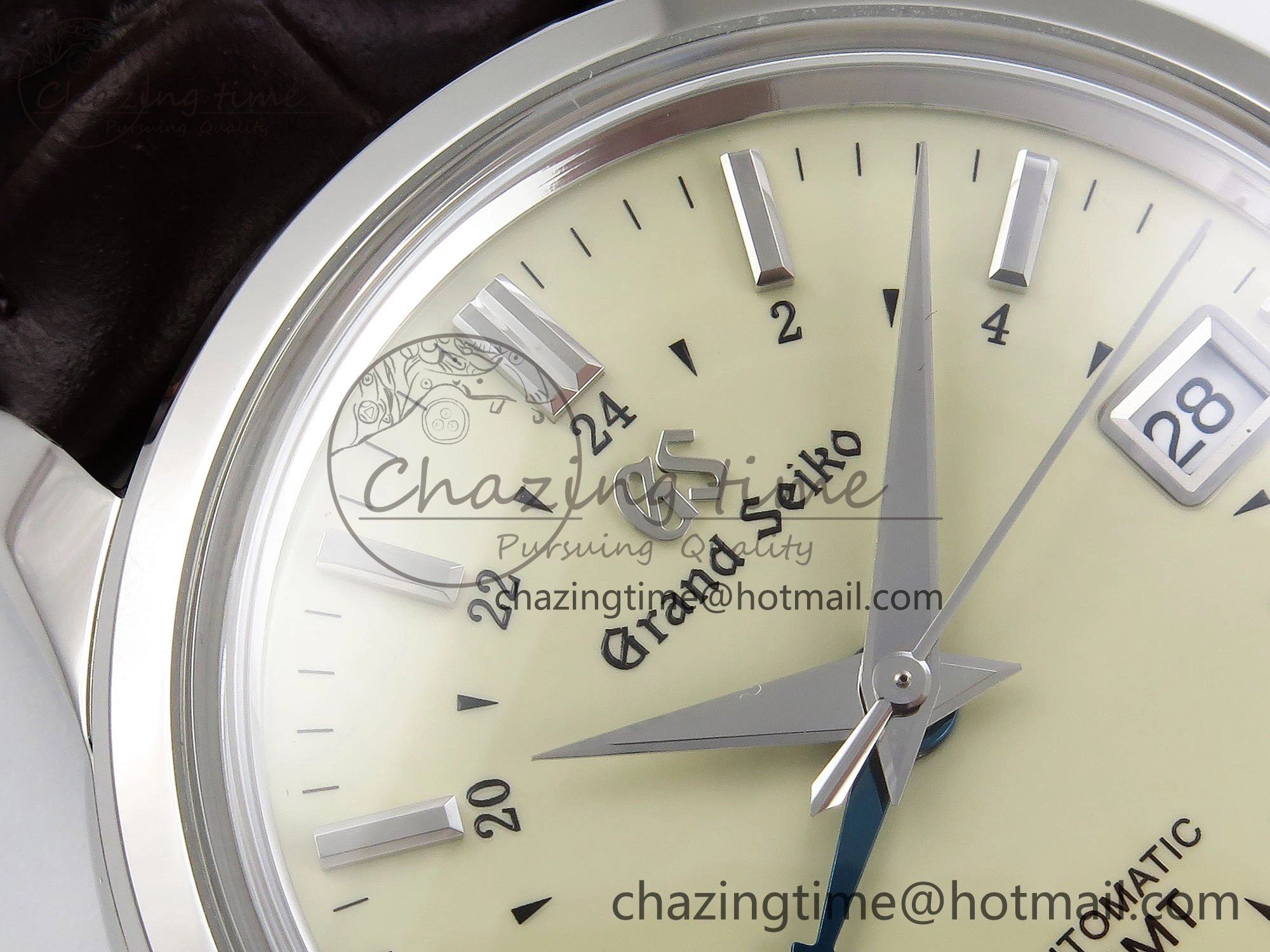 Grand Seiko Elegance GMT SS GSF 1:1 Best Edition Cream Dial on Brown Leather Strap NH34