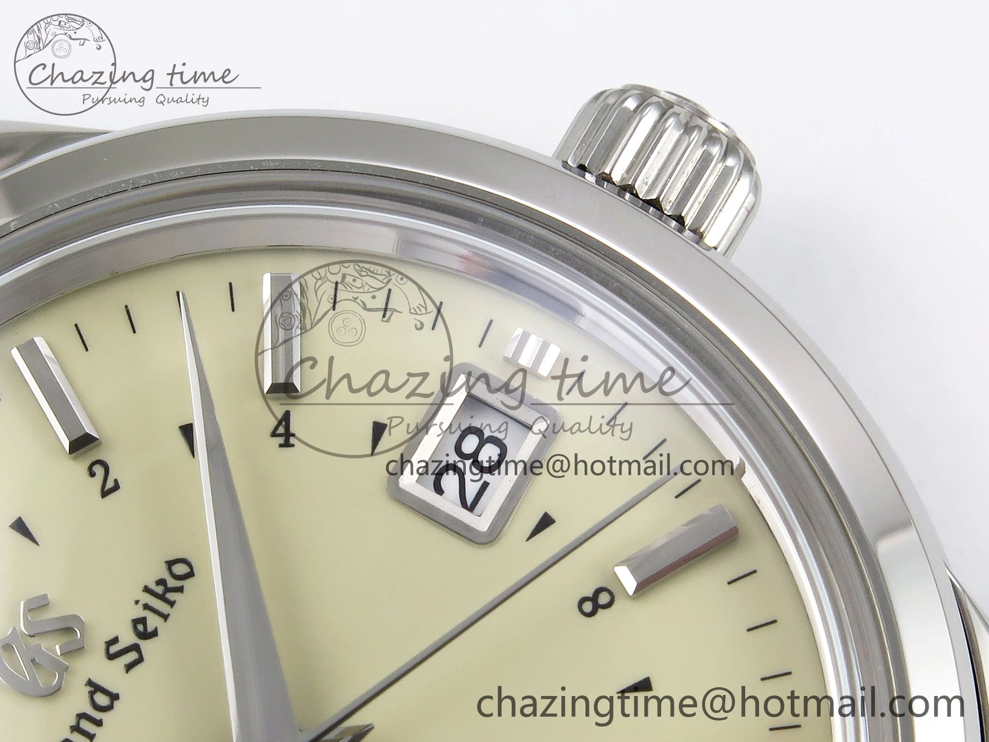 Grand Seiko Elegance GMT SS GSF 1:1 Best Edition Cream Dial on Brown Leather Strap NH34