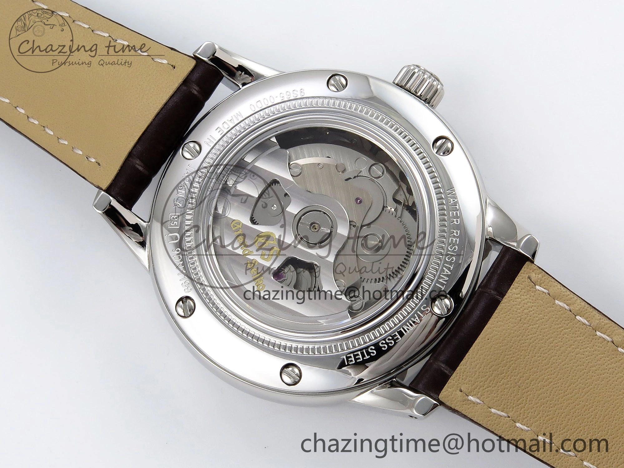 Grand Seiko Elegance GMT SS GSF 1:1 Best Edition Ice Blue Dial on Brown Leather Strap NH34
