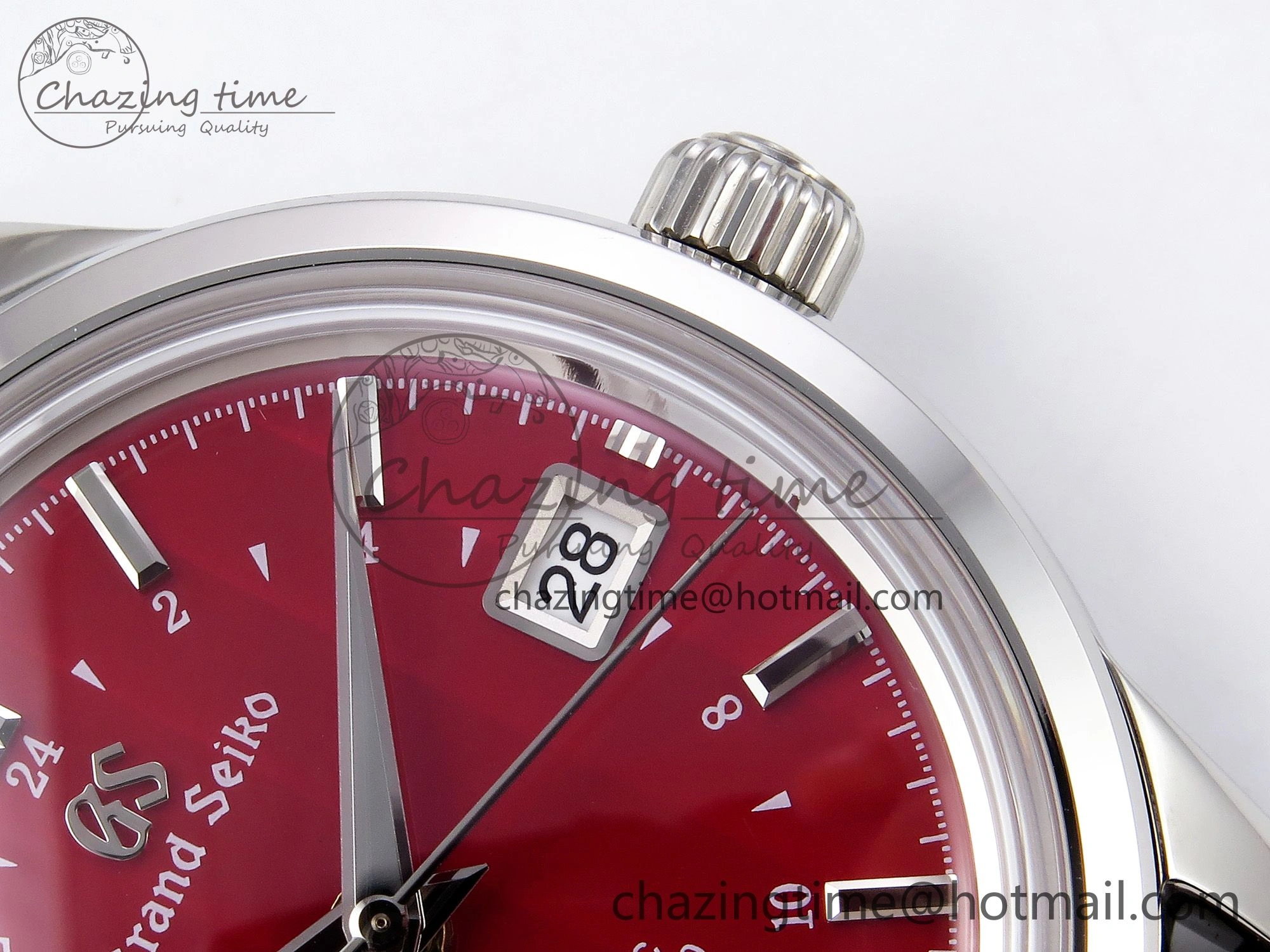 Grand Seiko Elegance GMT SS GSF 1:1 Best Edition Red Dial on Brown Leather Strap NH34