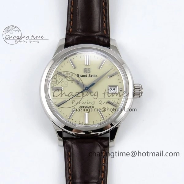 Grand Seiko Elegance GMT SS GSF 1:1 Best Edition Red Dial on Brown Leather Strap NH34