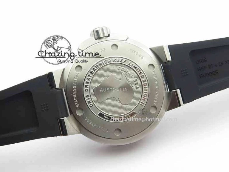 Great Barrier Reef Limited Edition II SS Black Dial On Black Rubber Strap A2836