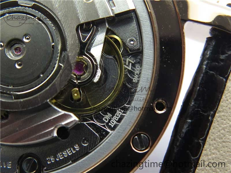 HAPPY SPORT AUTOMATIC RG 36MM CRYSTAL YYF 1:1 BEST EDITION WHITE DIAL ON BLACK LEATHER STRAP A2892