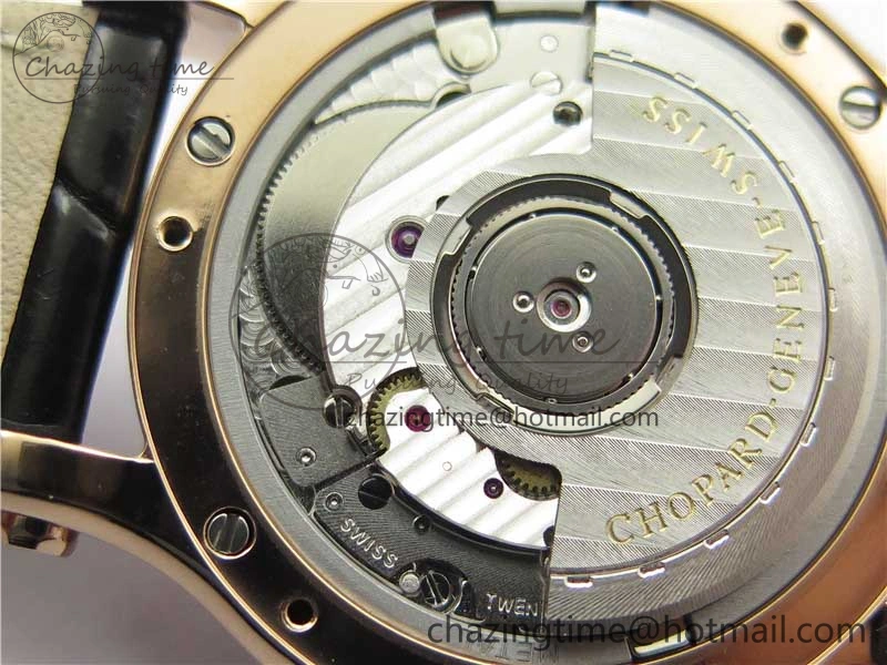 HAPPY SPORT AUTOMATIC RG 36MM CRYSTAL YYF 1:1 BEST EDITION WHITE DIAL ON BLACK LEATHER STRAP A2892