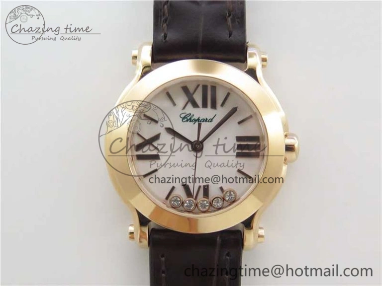 HAPPY SPORT AUTOMATIC RG 36MM YYF 1:1 BEST EDITION WHITE DIAL ON RED LEATHER STRAP A2892