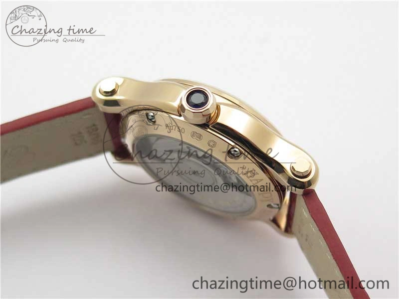 HAPPY SPORT AUTOMATIC RG 36MM YYF 1:1 BEST EDITION WHITE DIAL ON RED LEATHER STRAP A2892