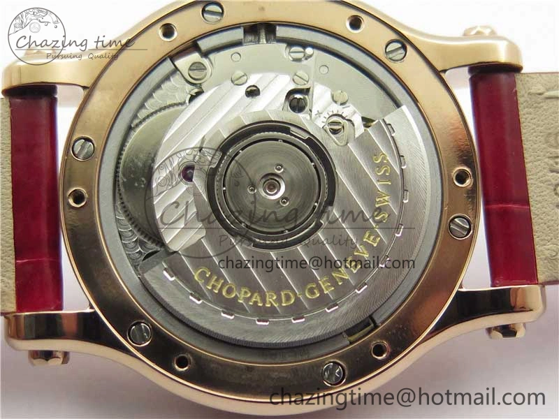HAPPY SPORT AUTOMATIC RG 36MM YYF 1:1 BEST EDITION WHITE DIAL ON RED LEATHER STRAP A2892