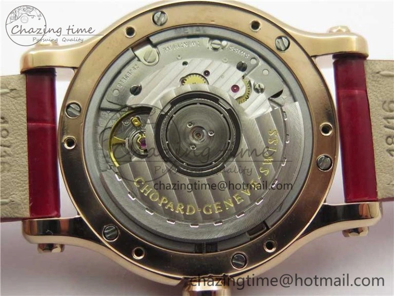 HAPPY SPORT AUTOMATIC RG 36MM YYF 1:1 BEST EDITION WHITE DIAL ON RED LEATHER STRAP A2892