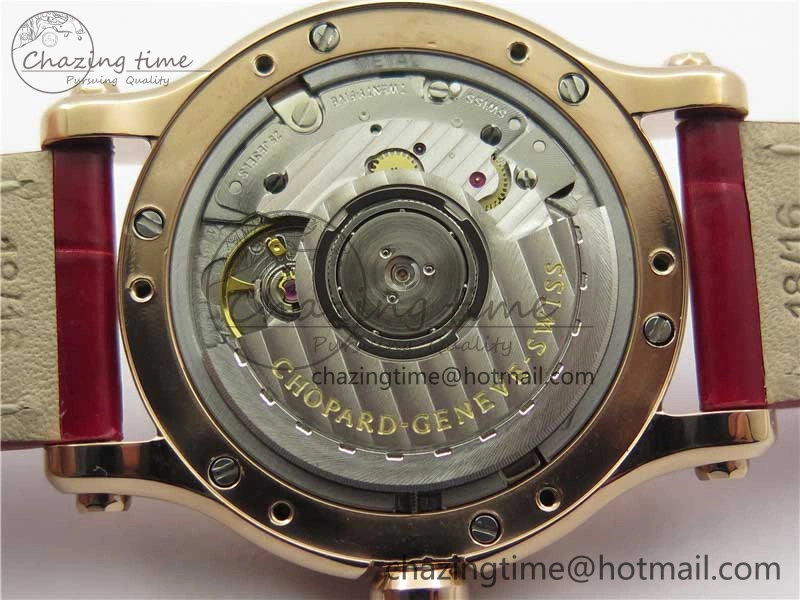 HAPPY SPORT AUTOMATIC RG 36MM YYF 1:1 BEST EDITION WHITE DIAL ON RED LEATHER STRAP A2892