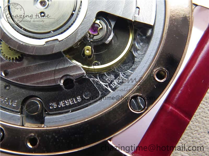 HAPPY SPORT AUTOMATIC RG 36MM YYF 1:1 BEST EDITION WHITE DIAL ON RED LEATHER STRAP A2892