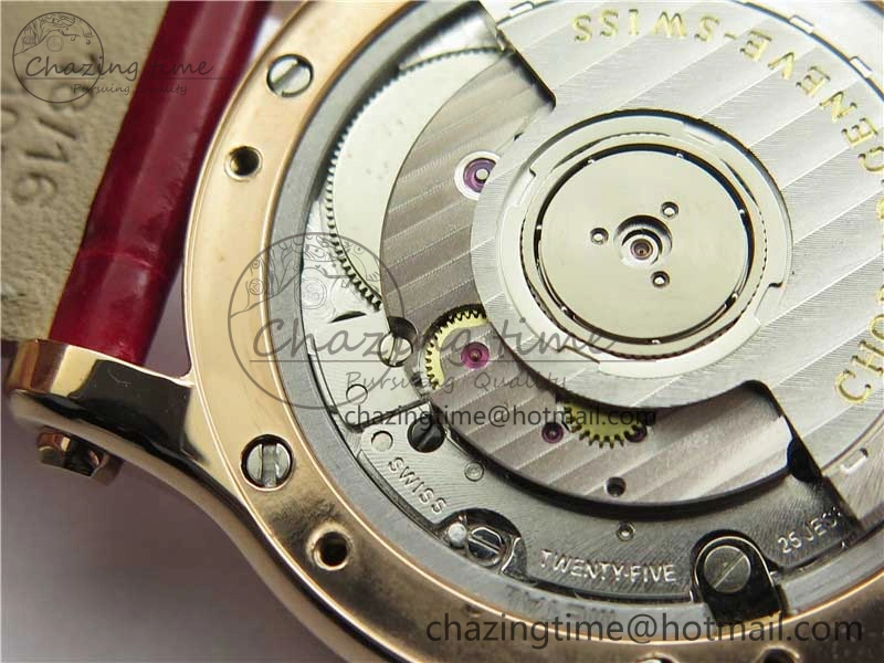 HAPPY SPORT AUTOMATIC RG 36MM YYF 1:1 BEST EDITION WHITE DIAL ON RED LEATHER STRAP A2892