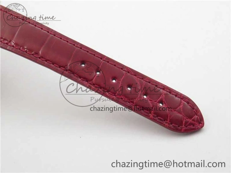 HAPPY SPORT AUTOMATIC RG 36MM YYF 1:1 BEST EDITION WHITE DIAL ON RED LEATHER STRAP A2892