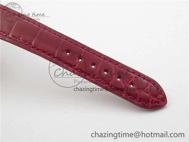HAPPY SPORT AUTOMATIC RG 36MM YYF 1:1 BEST EDITION WHITE DIAL ON RED LEATHER STRAP A2892