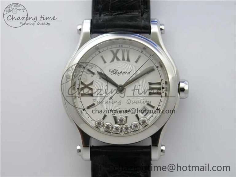 HAPPY SPORT AUTOMATIC RG 36MM YYF 1:1 BEST EDITION WHITE DIAL ON RED LEATHER STRAP A2892