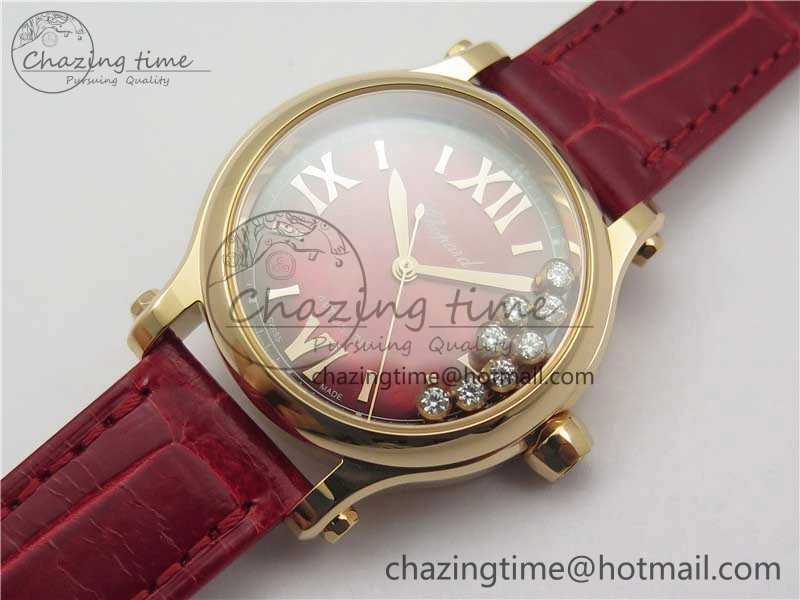 HAPPY SPORT AUTOMATIC RG 36MM ZF 1:1 BEST EDITION RED MOP DIAL ON RED LEATHER STRAP MIYOTA 9015