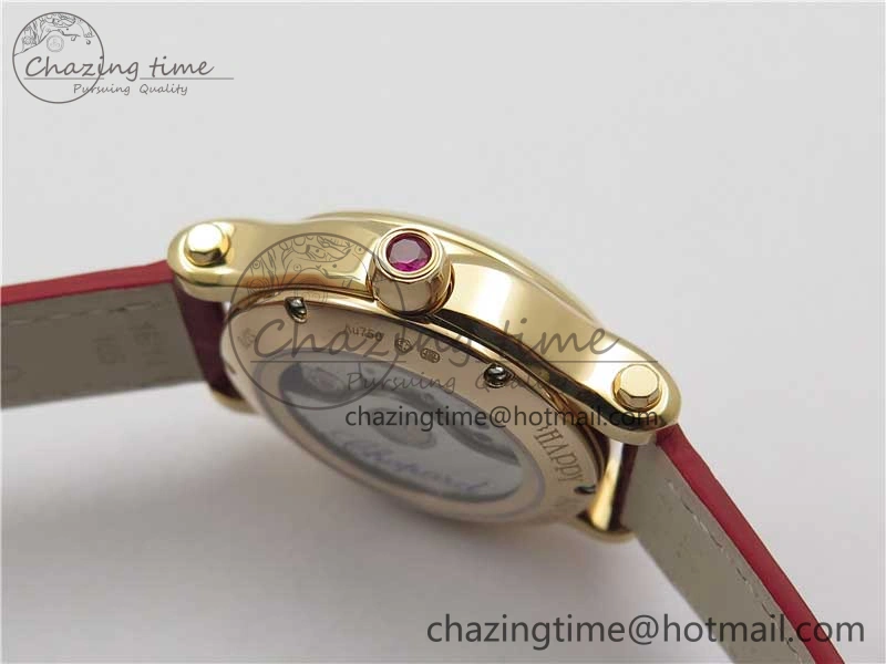 HAPPY SPORT AUTOMATIC RG 36MM ZF 1:1 BEST EDITION RED MOP DIAL ON RED LEATHER STRAP MIYOTA 9015