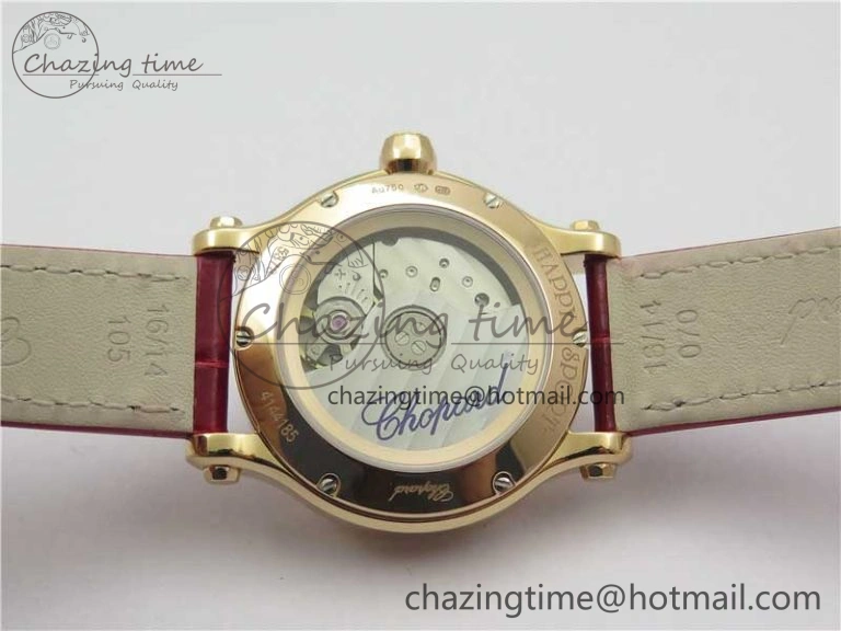 HAPPY SPORT AUTOMATIC RG 36MM ZF 1:1 BEST EDITION RED MOP DIAL ON RED LEATHER STRAP MIYOTA 9015