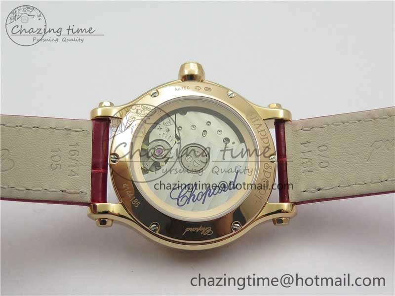 HAPPY SPORT AUTOMATIC RG 36MM ZF 1:1 BEST EDITION RED MOP DIAL ON RED LEATHER STRAP MIYOTA 9015
