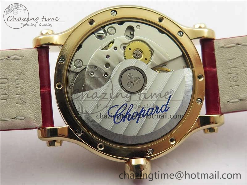 HAPPY SPORT AUTOMATIC RG 36MM ZF 1:1 BEST EDITION RED MOP DIAL ON RED LEATHER STRAP MIYOTA 9015