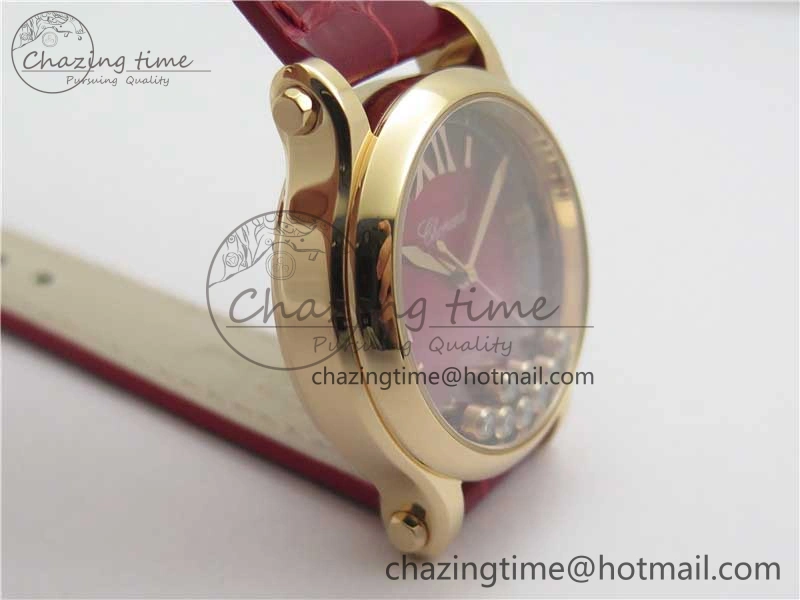 HAPPY SPORT AUTOMATIC RG 36MM ZF 1:1 BEST EDITION RED MOP DIAL ON RED LEATHER STRAP MIYOTA 9015