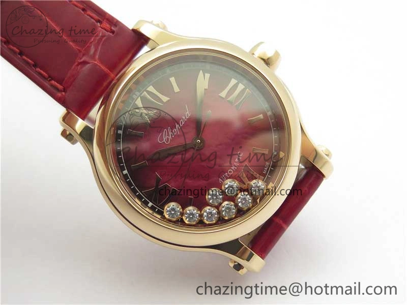 HAPPY SPORT AUTOMATIC RG 36MM ZF 1:1 BEST EDITION RED MOP DIAL ON RED LEATHER STRAP MIYOTA 9015