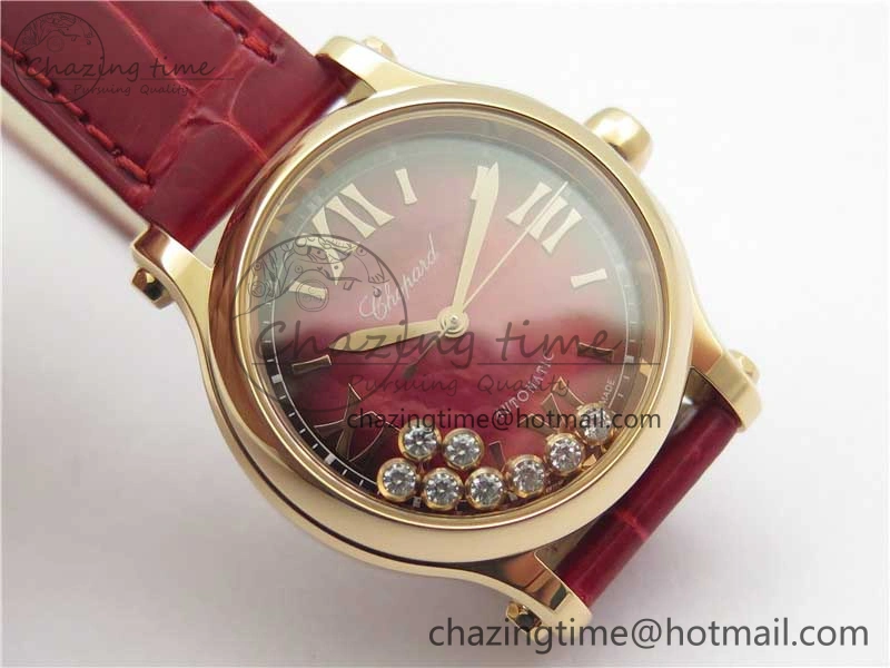 HAPPY SPORT AUTOMATIC RG 36MM ZF 1:1 BEST EDITION RED MOP DIAL ON RED LEATHER STRAP MIYOTA 9015