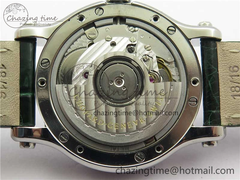 HAPPY SPORT AUTOMATIC SS 36MM CRYSTAL YYF 1:1 BEST EDITION WHITE DIAL ON GREEN LEATHER STRAP A2892