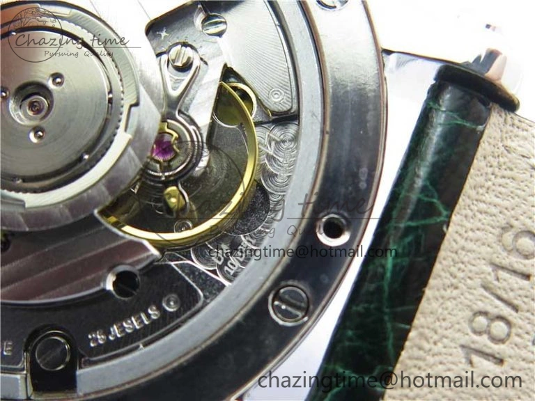 HAPPY SPORT AUTOMATIC SS 36MM CRYSTAL YYF 1:1 BEST EDITION WHITE DIAL ON GREEN LEATHER STRAP A2892