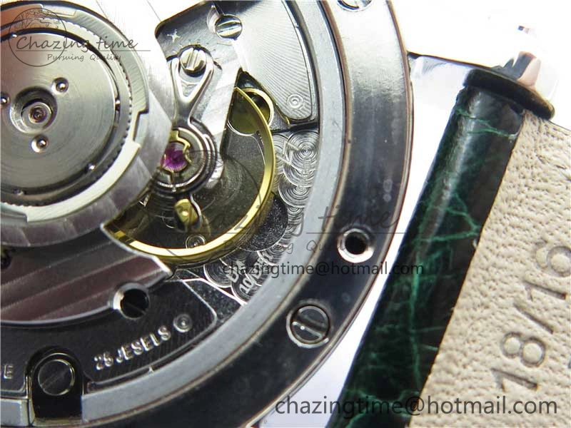 HAPPY SPORT AUTOMATIC SS 36MM CRYSTAL YYF 1:1 BEST EDITION WHITE DIAL ON GREEN LEATHER STRAP A2892