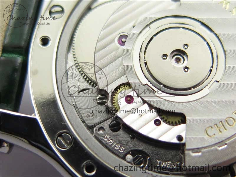 HAPPY SPORT AUTOMATIC SS 36MM CRYSTAL YYF 1:1 BEST EDITION WHITE DIAL ON GREEN LEATHER STRAP A2892