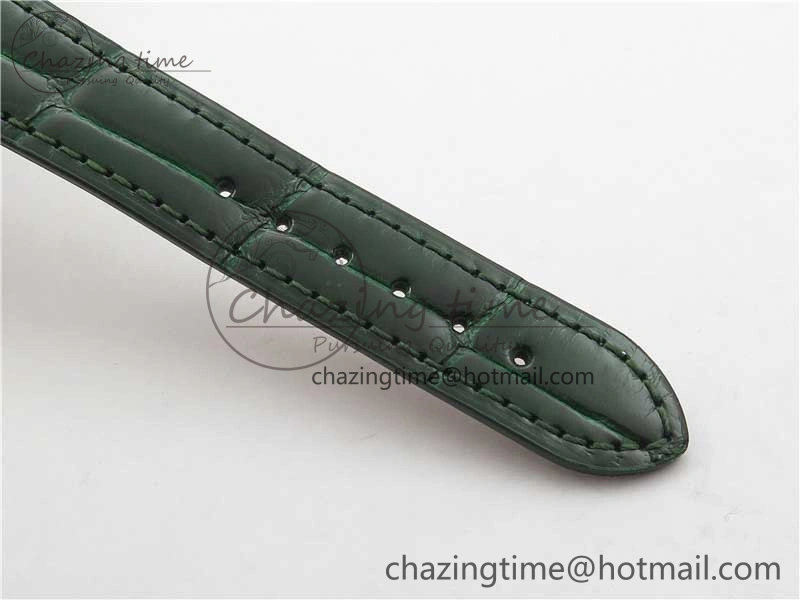 HAPPY SPORT AUTOMATIC SS 36MM CRYSTAL YYF 1:1 BEST EDITION WHITE DIAL ON GREEN LEATHER STRAP A2892