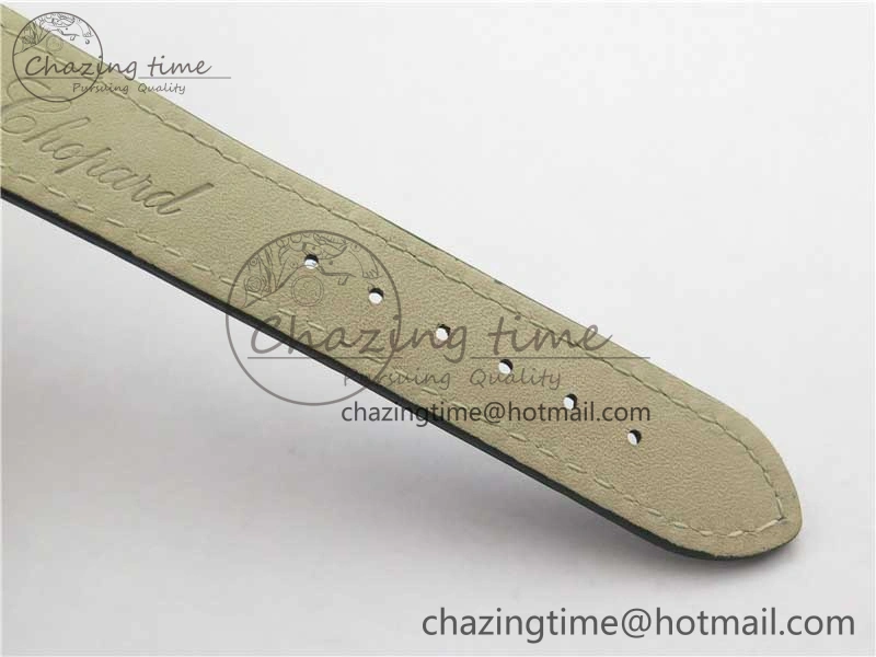 HAPPY SPORT AUTOMATIC SS 36MM CRYSTAL YYF 1:1 BEST EDITION WHITE DIAL ON GREEN LEATHER STRAP A2892
