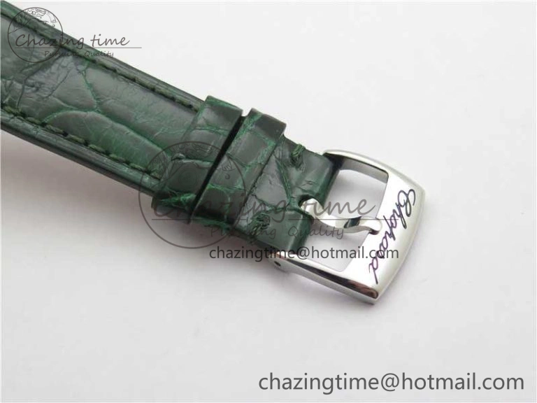 HAPPY SPORT AUTOMATIC SS 36MM CRYSTAL YYF 1:1 BEST EDITION WHITE DIAL ON GREEN LEATHER STRAP A2892