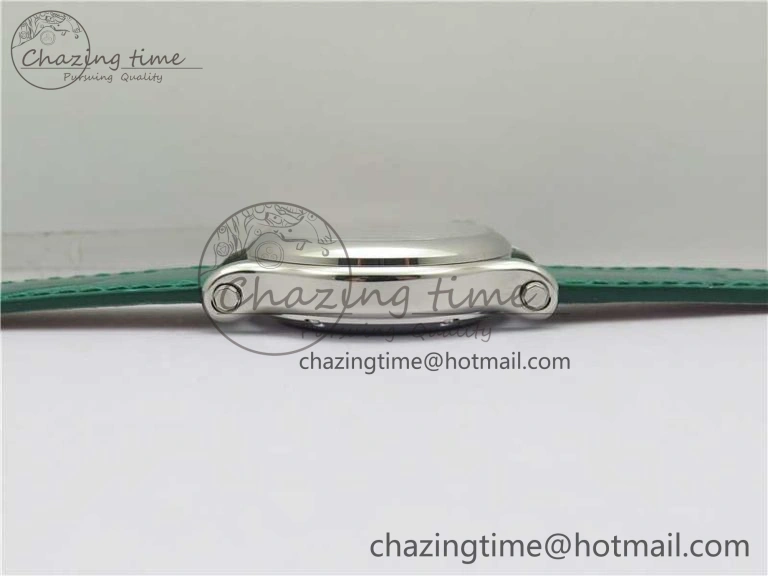 HAPPY SPORT AUTOMATIC SS 36MM YYF 1:1 BEST EDITION WHITE DIAL ON GREEN LEATHER STRAP A2892