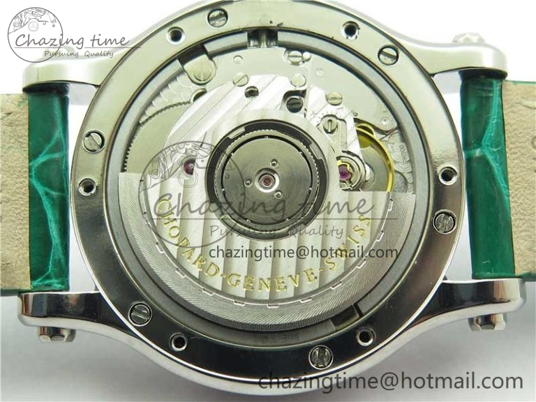 HAPPY SPORT AUTOMATIC SS 36MM YYF 1:1 BEST EDITION WHITE DIAL ON GREEN LEATHER STRAP A2892
