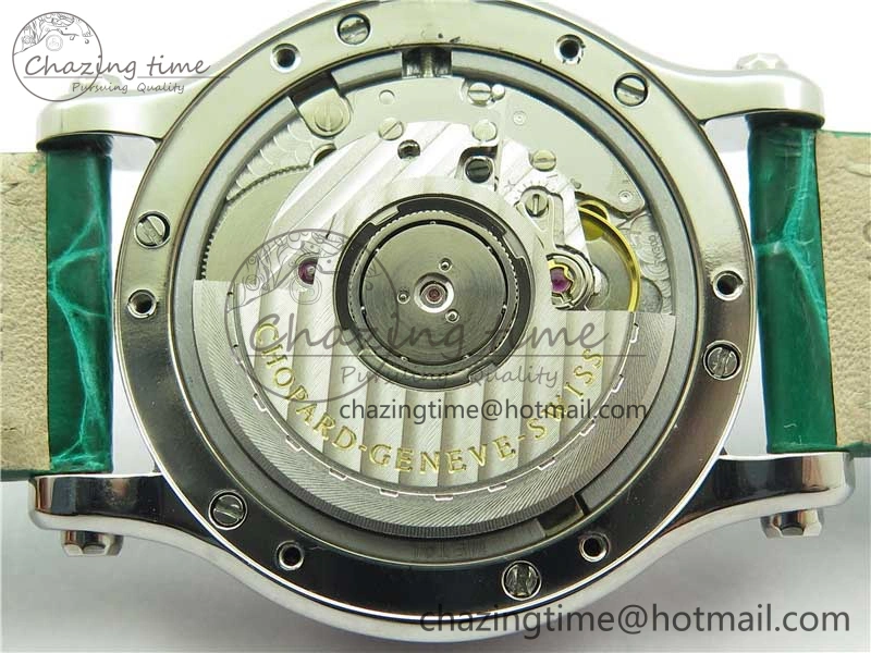 HAPPY SPORT AUTOMATIC SS 36MM YYF 1:1 BEST EDITION WHITE DIAL ON GREEN LEATHER STRAP A2892