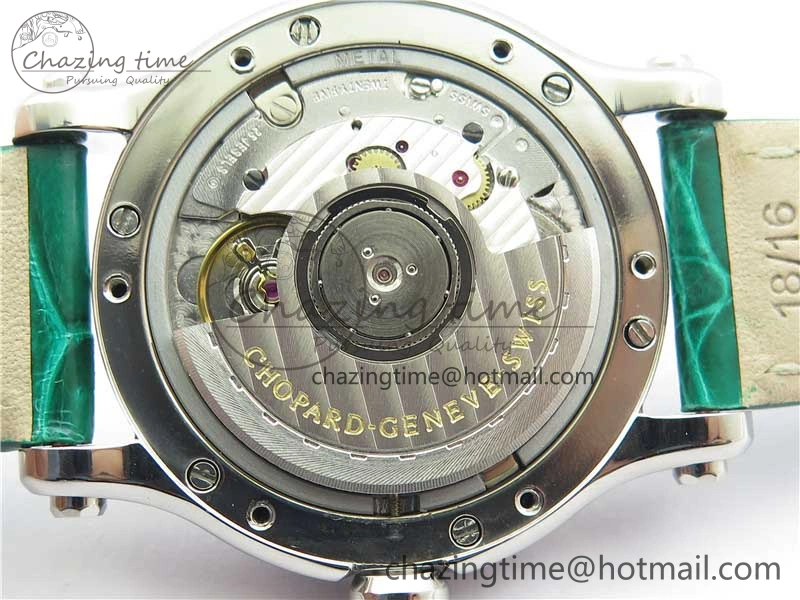 HAPPY SPORT AUTOMATIC SS 36MM YYF 1:1 BEST EDITION WHITE DIAL ON GREEN LEATHER STRAP A2892