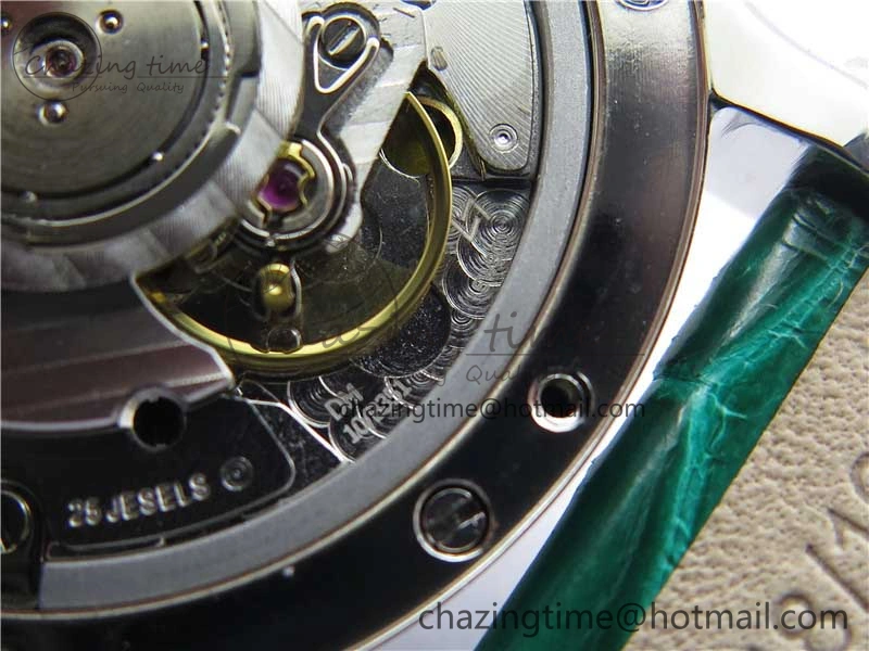 HAPPY SPORT AUTOMATIC SS 36MM YYF 1:1 BEST EDITION WHITE DIAL ON GREEN LEATHER STRAP A2892