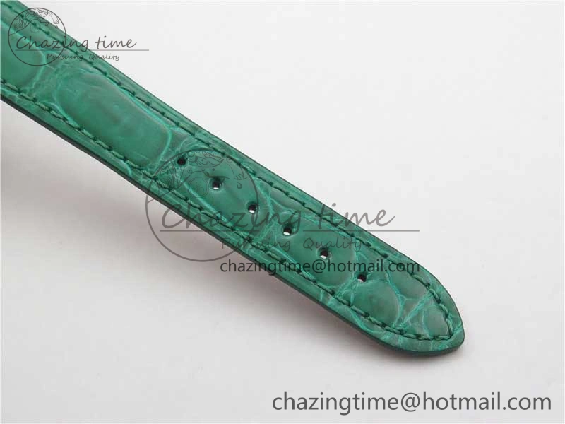 HAPPY SPORT AUTOMATIC SS 36MM YYF 1:1 BEST EDITION WHITE DIAL ON GREEN LEATHER STRAP A2892